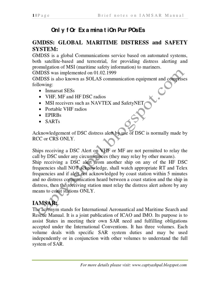 Overview of IAMSAR and GMDSS Systems | PDF | Search And Rescue | Rescue