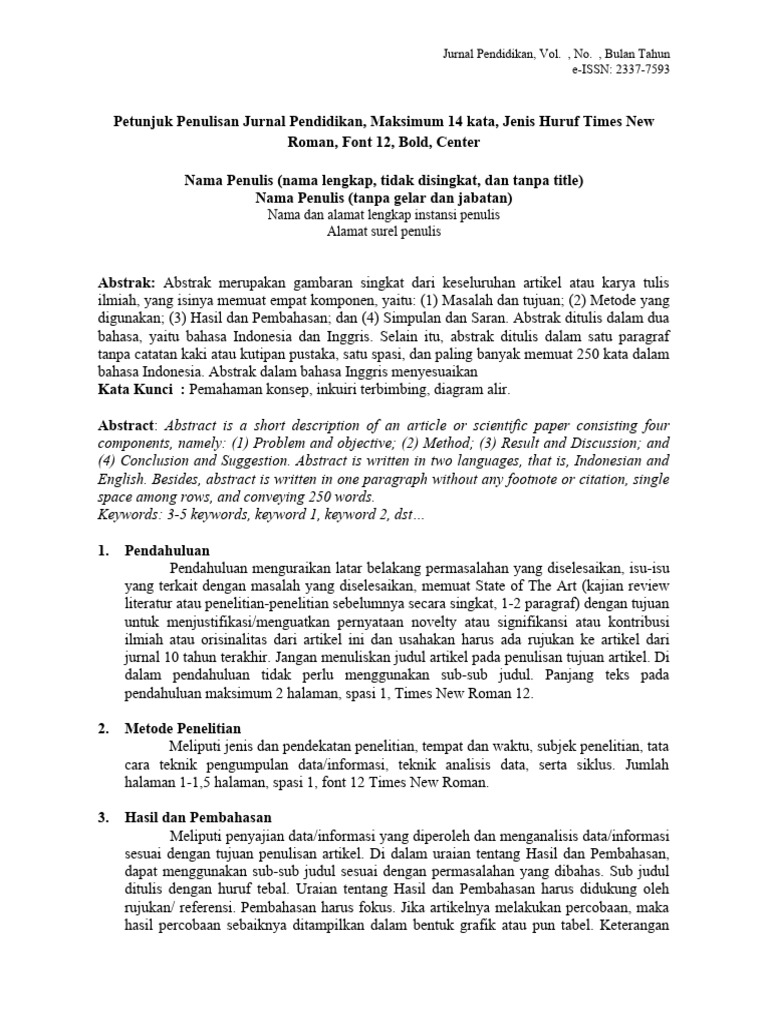 Template Jurnal Pendidikan | PDF