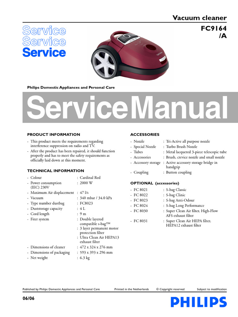 Philips Fc9164-A Vacuum Cleaner | PDF | Vacuum Cleaner | Manufactured Goods