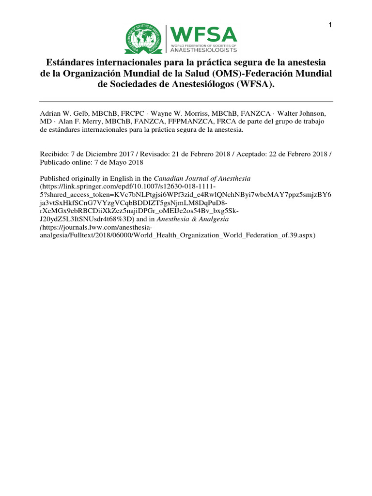 WHO WFSA Standards Spanish PDF