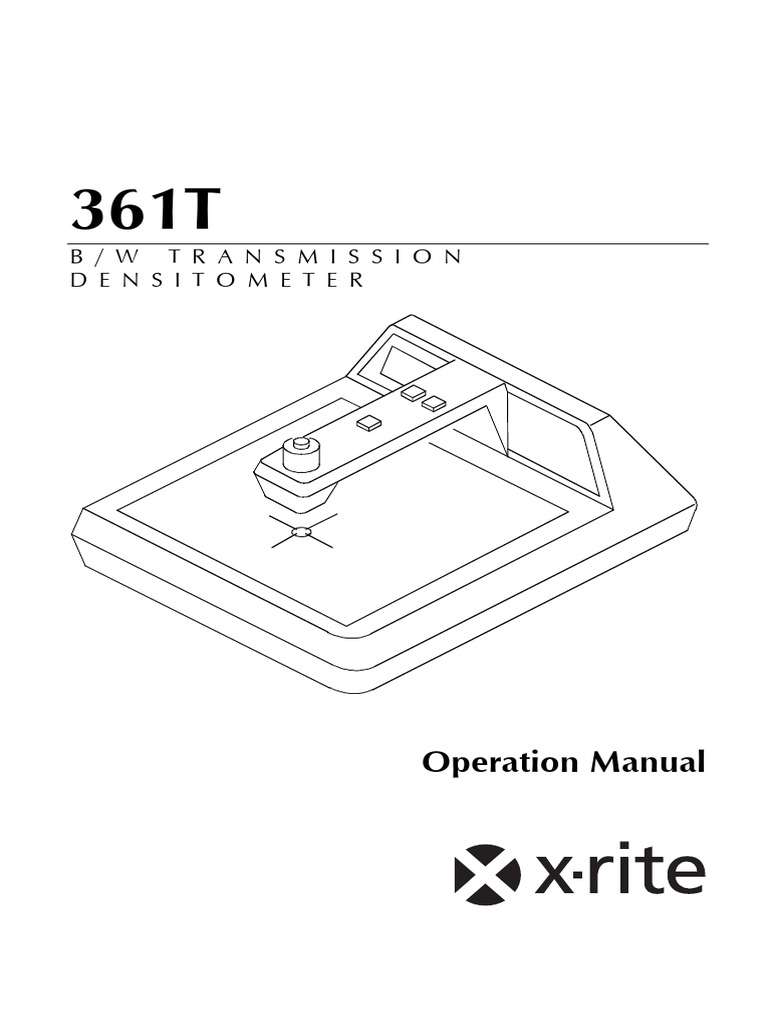 Operation Manual B/W Transmission Densitometer PDF Calibration
