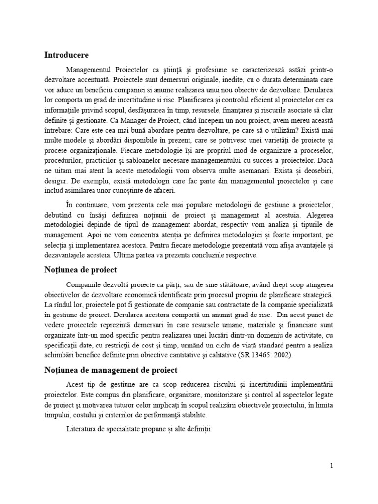 Standarde Si Metodologii de Management de Proiect | PDF
