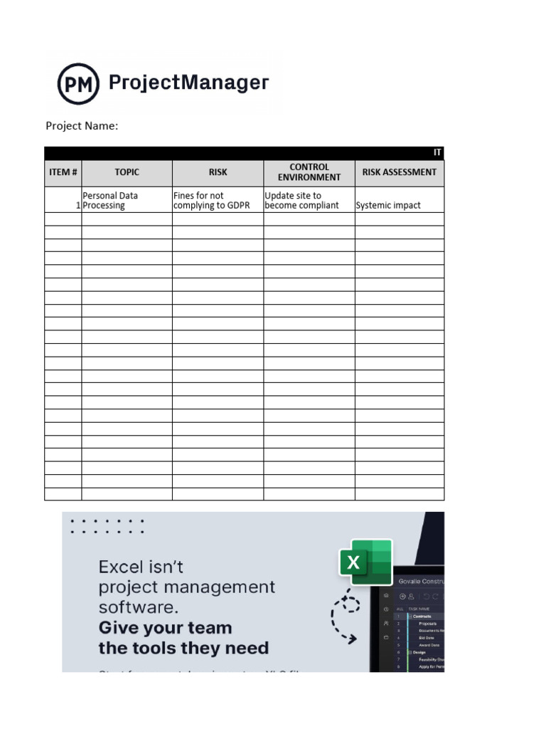 IT Risk Assessment Template ProjectManager WLNK | PDF | Risk | Risk ...