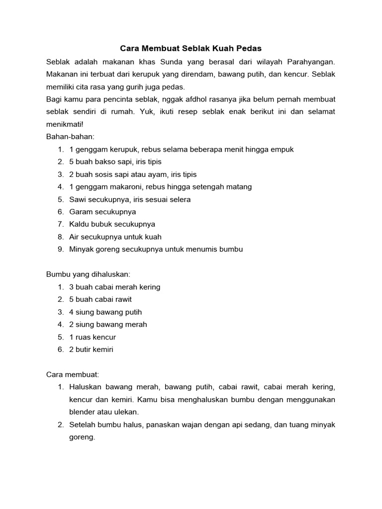 Latihan Soal Ciri Kebahasaan Teks Prosedur PDF