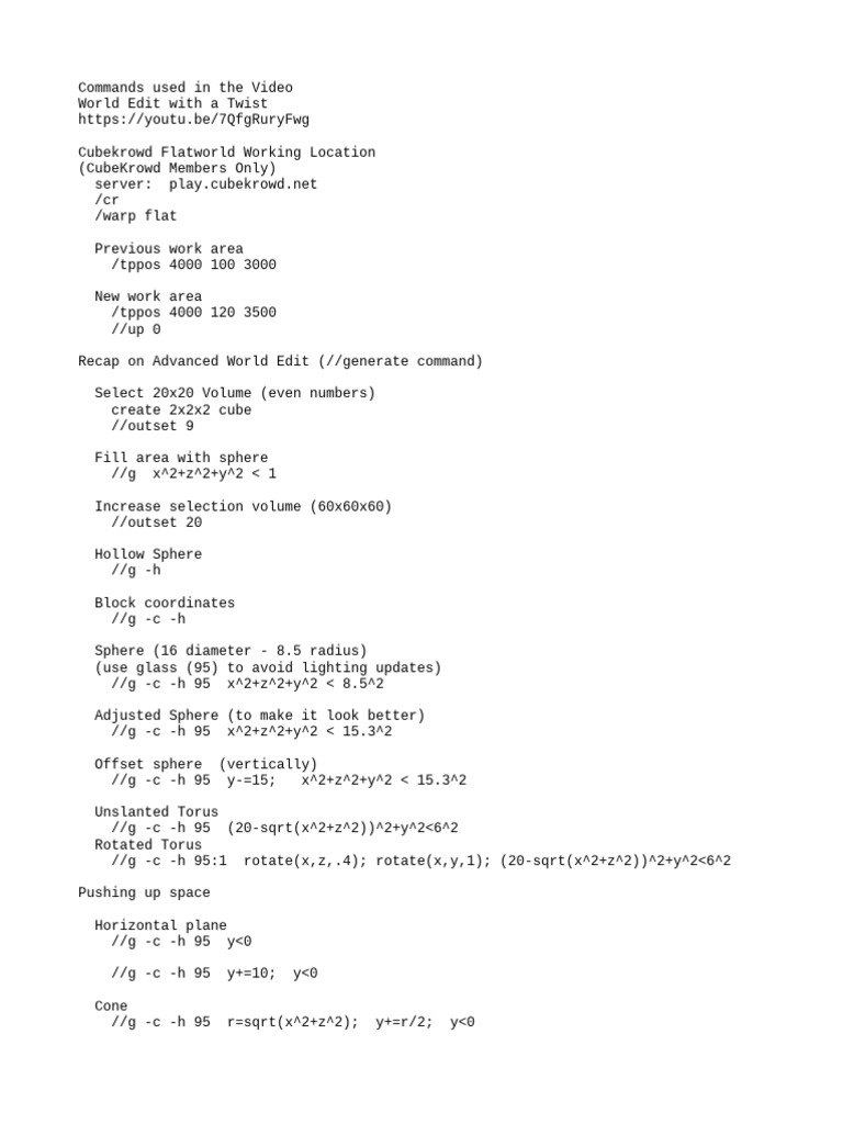 World Edit Fabric 1.17 Commands