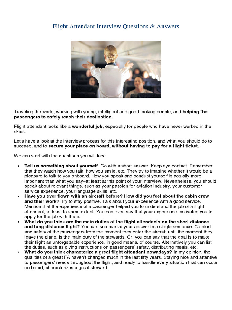 Flight Attendant Interview Questions Pdf