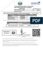 Ministerio de Educación, Ciencia Y Tecnología Informe de Resultados Del Estudiante AVANZO 2022
