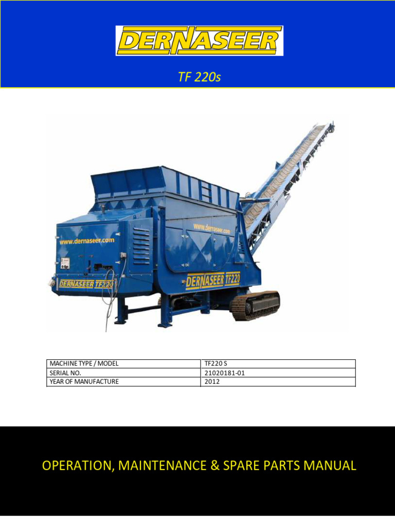 TF 220S Operatimg & Spare Parts Manual | PDF | Leak | Exhaust Gas