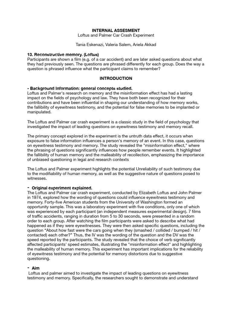 Internal Assesment | PDF | Memory | Experiment