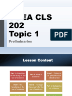CLS 202 Topic 1 Preliminaries