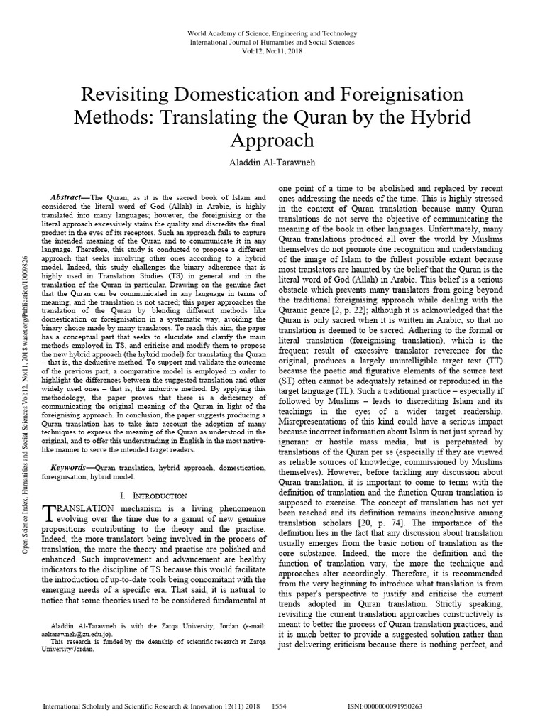 Hybrid Approach to Quran Translation | PDF | Translations | Quran