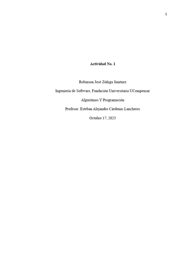 Actividad # 1 | PDF | Algoritmos | Lenguaje de programación