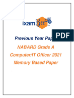 NABARD Grade A Computer IT Officer 2021 Previous Year Paper PDF