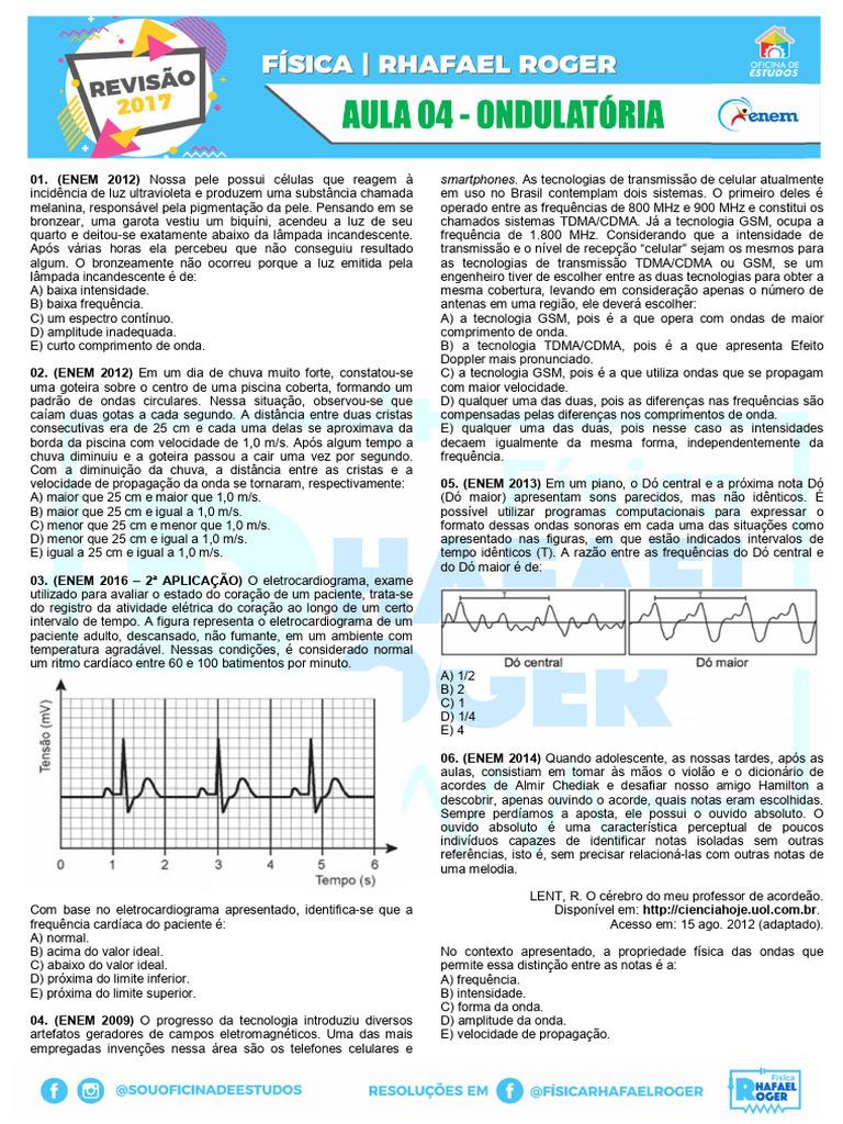 questões ONDULATÓRIA-enem | PDF | Ondas | Som