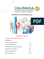 Determinacion de Perfil Renal: Bioquimica Y Farmacia Taller de Grado Quimica Sanguinea