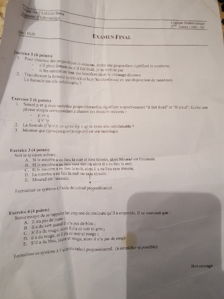 Examen Logique Mathematique | PDF