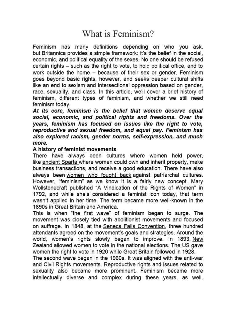 Feminism intelligence overview