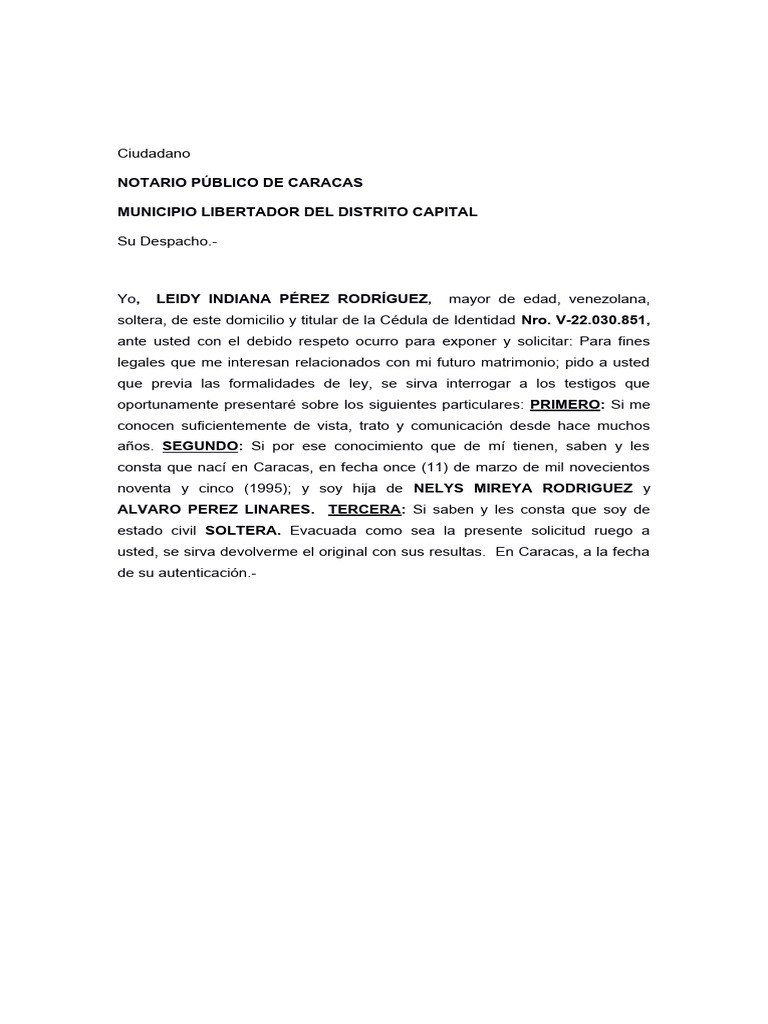 Carta De Solteria Pdf