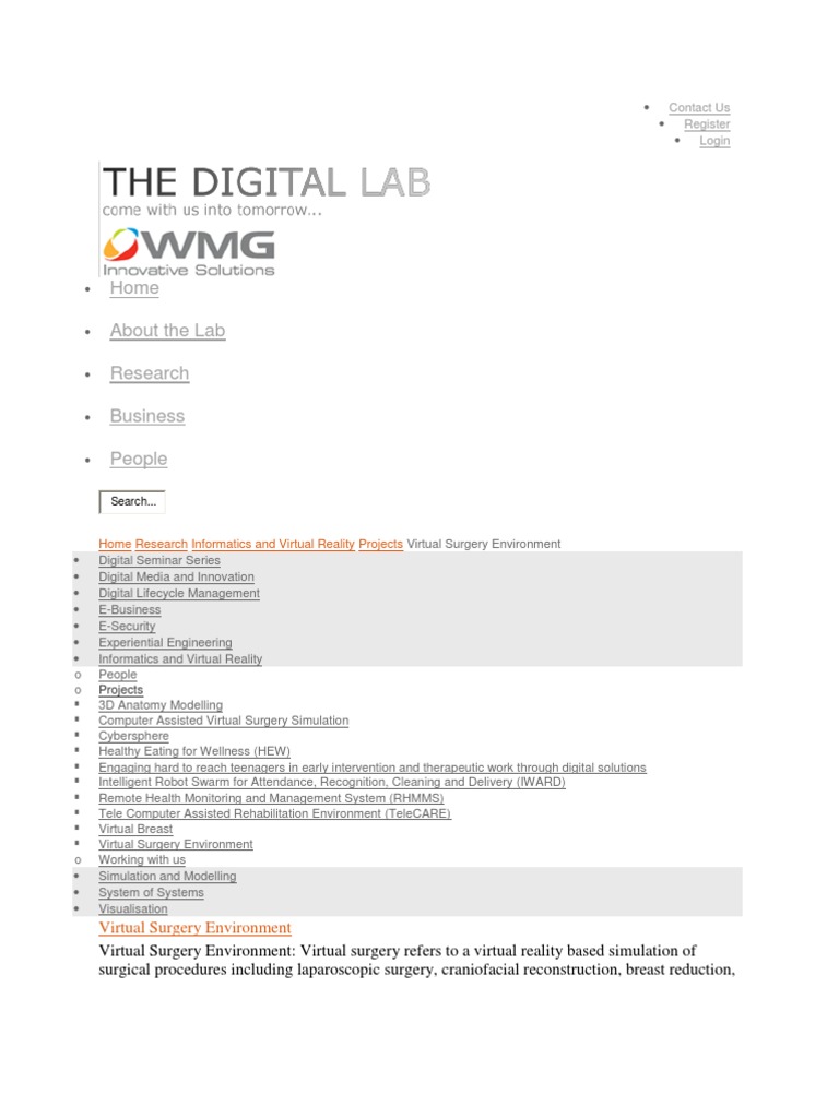 Virtual Surgery Environment Overview | PDF | Science & Mathematics ...