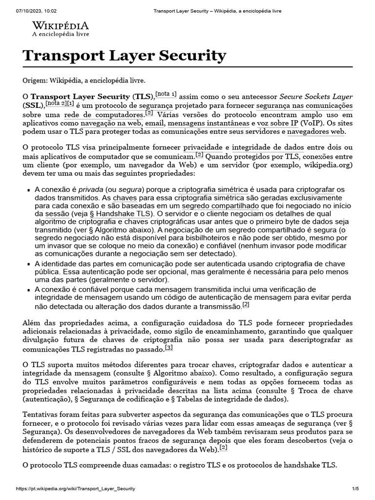 Segurança com Transport Layer Security | PDF