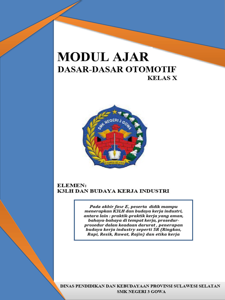 Modul Ajar Elemen 4 K3lh Dan Budaya Kerja Industri Pdf