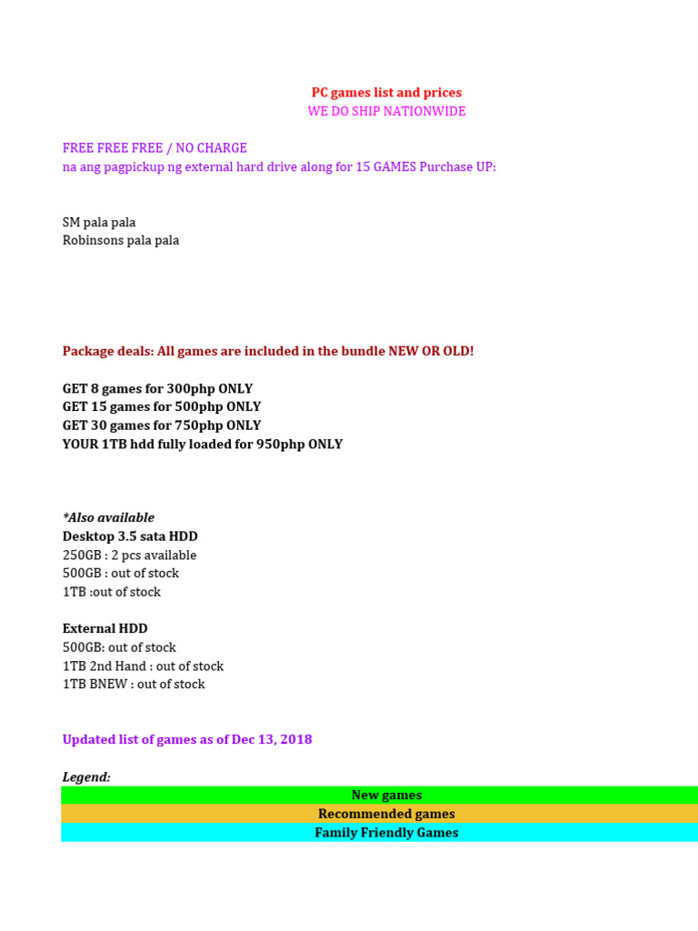 ESP PC Games List PDF