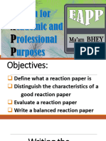 EAPP - Lesson6Writing A Reaction Paper - Critique