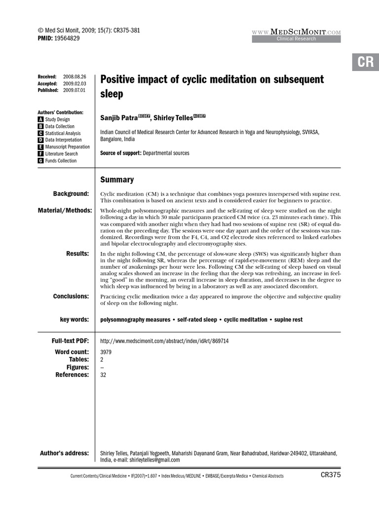Sleep research cyclic meditation pdf sleep meditation