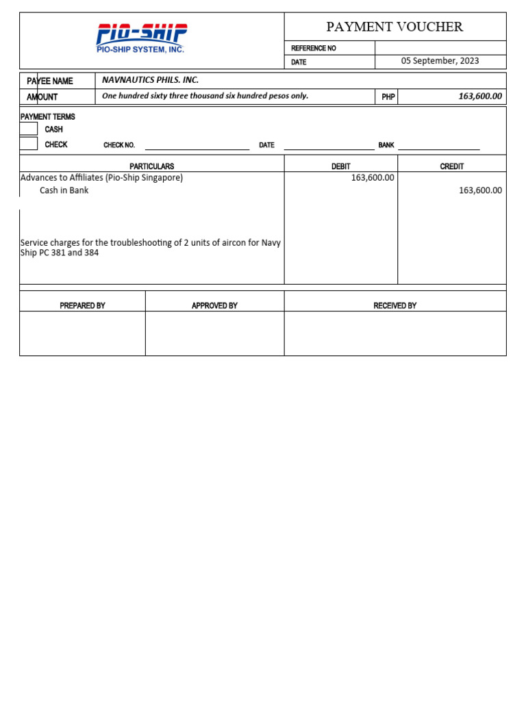 Payment Voucher Samples and Formats | PDF | Payments | Cash
