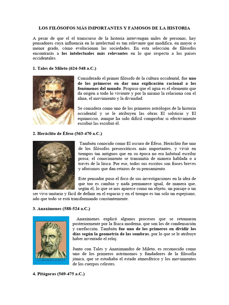 Filósofos Más Importantes y Famosos de La Historia | PDF | Platón ...