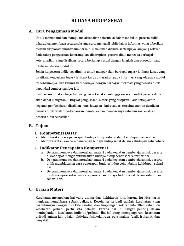 Panduan Budaya Hidup Sehat | PDF