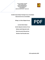 Unidad de Aprendizaje I: Ecología de Las Comunidades Interacciones de Las Comunidades