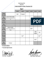 Test Schedule For Class X - Oct-Nov 2023