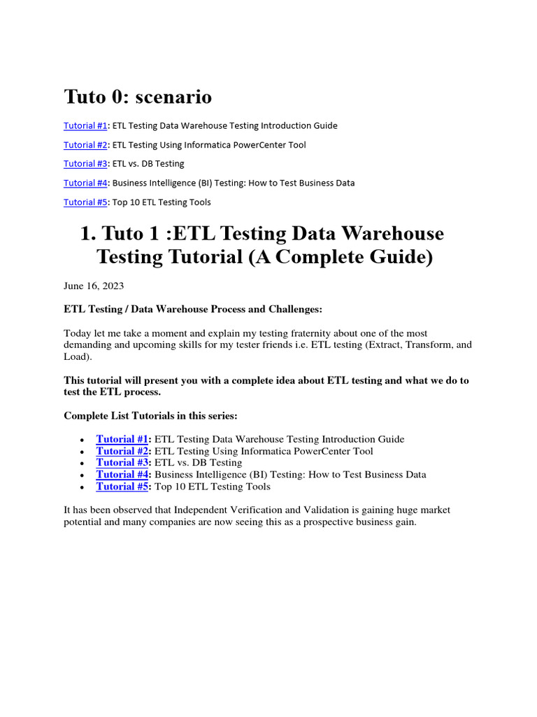 ETL Testing: A Comprehensive Guide | PDF | Data Warehouse | Databases
