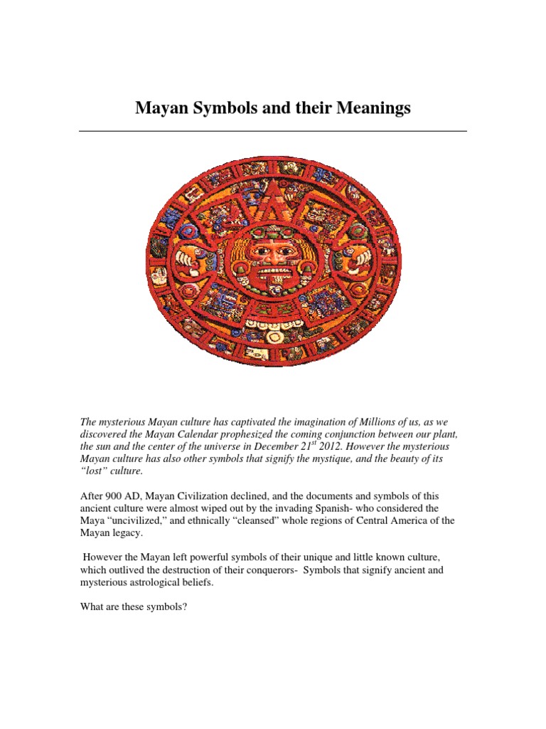 Mayan Symbols and Their Meanings | PDF | Maya Civilization | Symbols, image size:768x1024