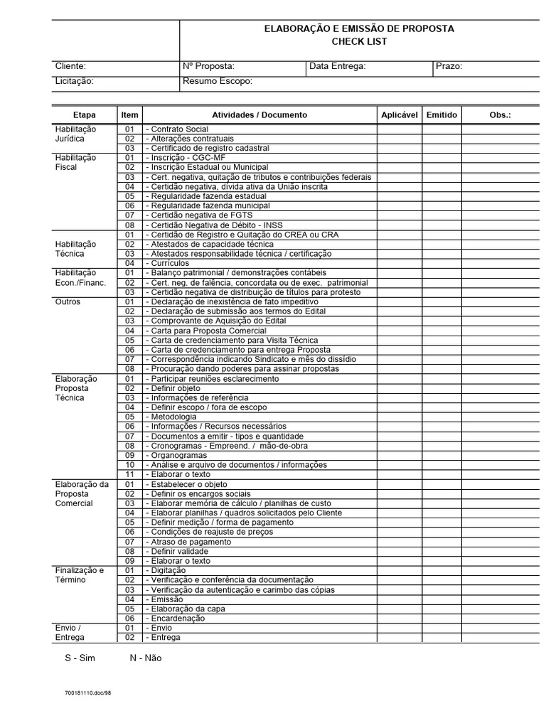 Elaboração e Emissão de Prop Check List | PDF | Direito