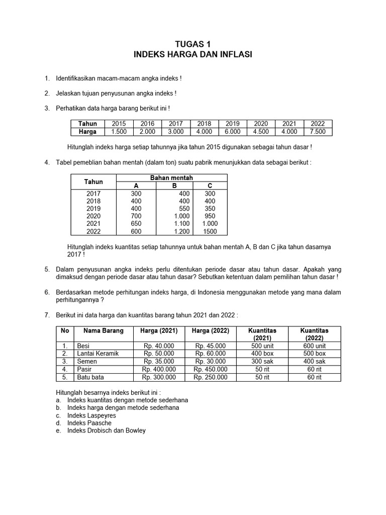 Contoh Soal Indeks Harga Laspeyres | PDF
