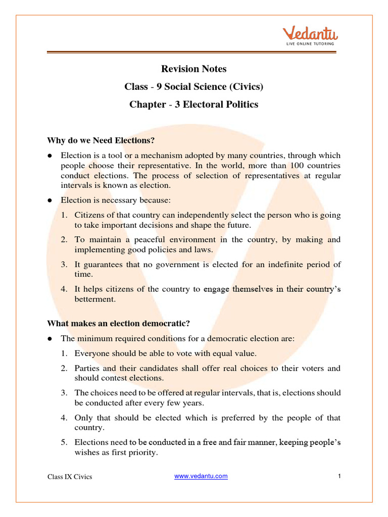 Cbse Class 9 Social Science Political Science Chapter 3 Notes | PDF