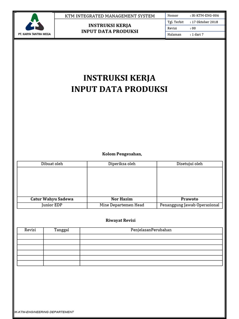 Ik Ktm Eng Input Data Produksi Pdf