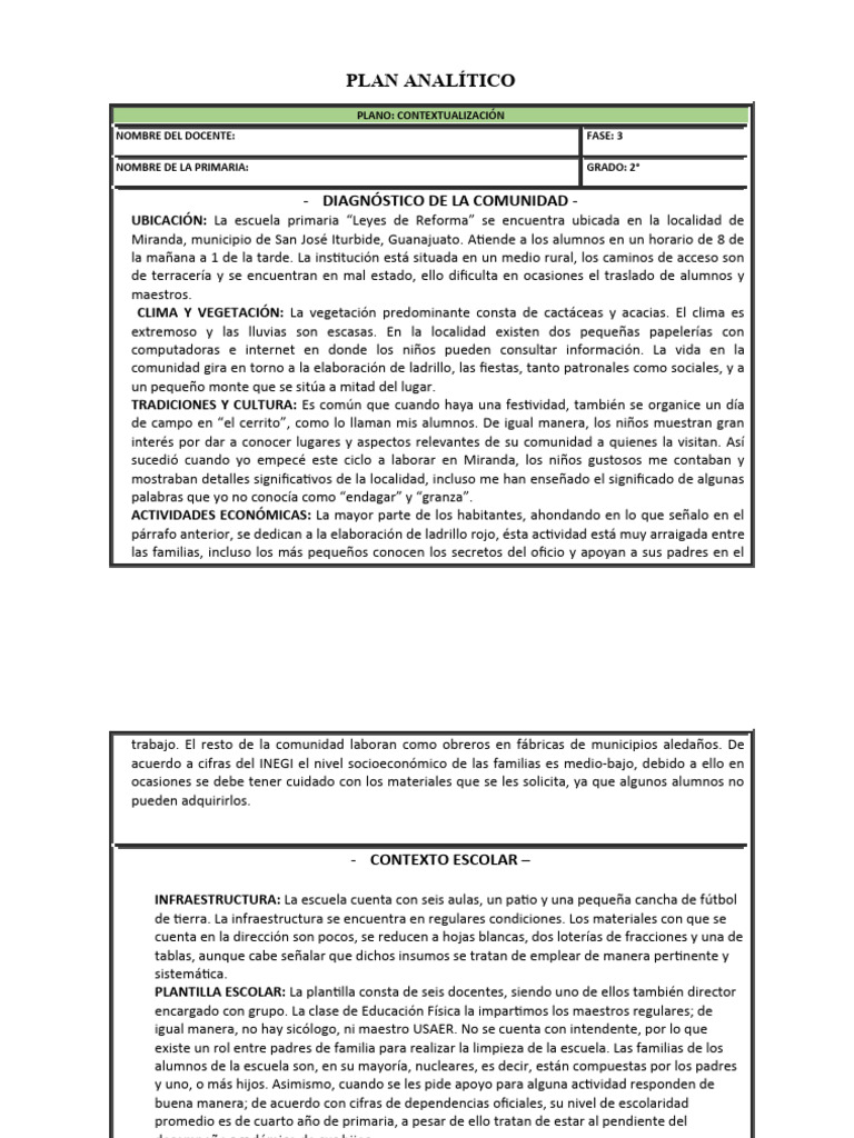 02 Segundo Plan Analítico | PDF | Aprendizaje | Pensamiento