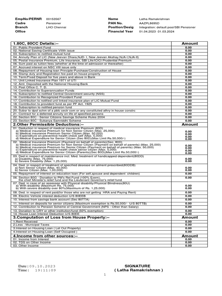 1 80c 80cc details amount empno pernr cadre pan no branch