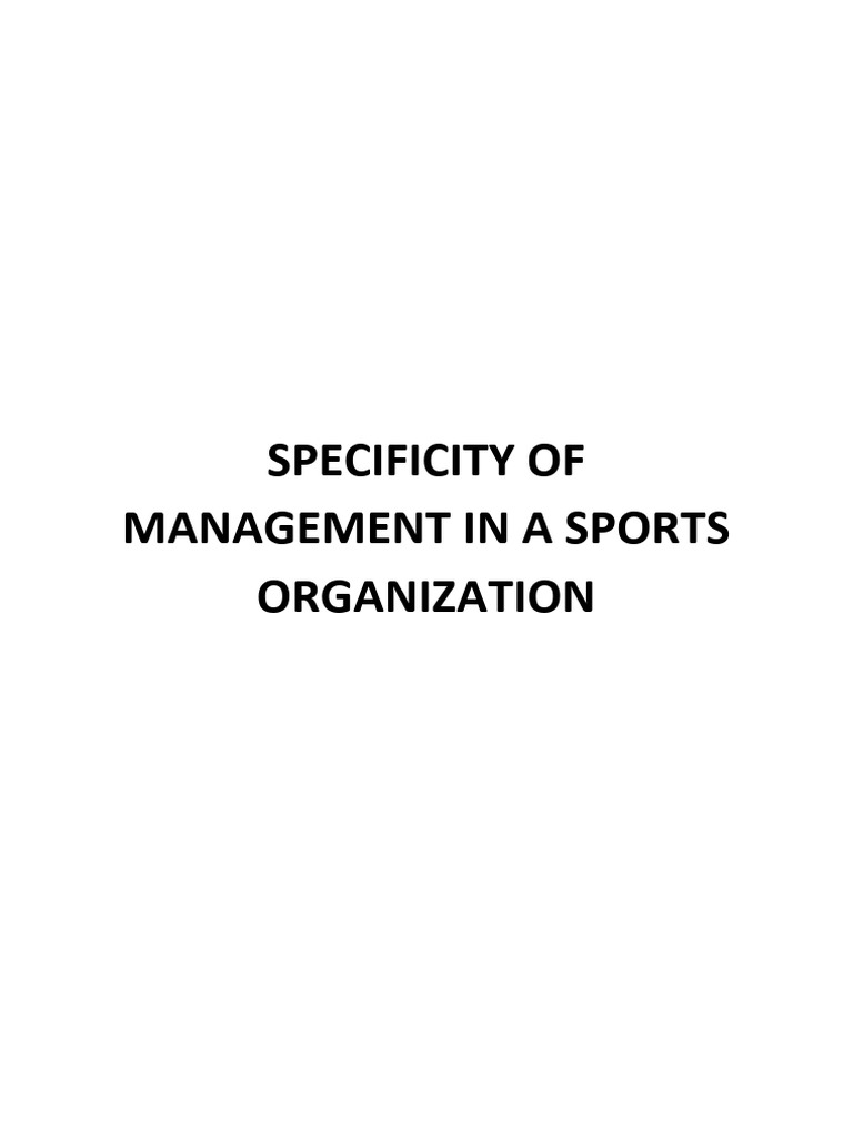 Specificity of Management in A Sports Organization PDF
