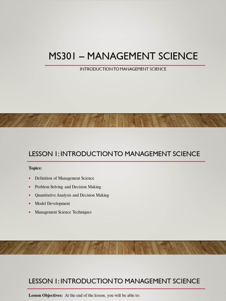 PRELIM L1 Introduction To Management Science | PDF
