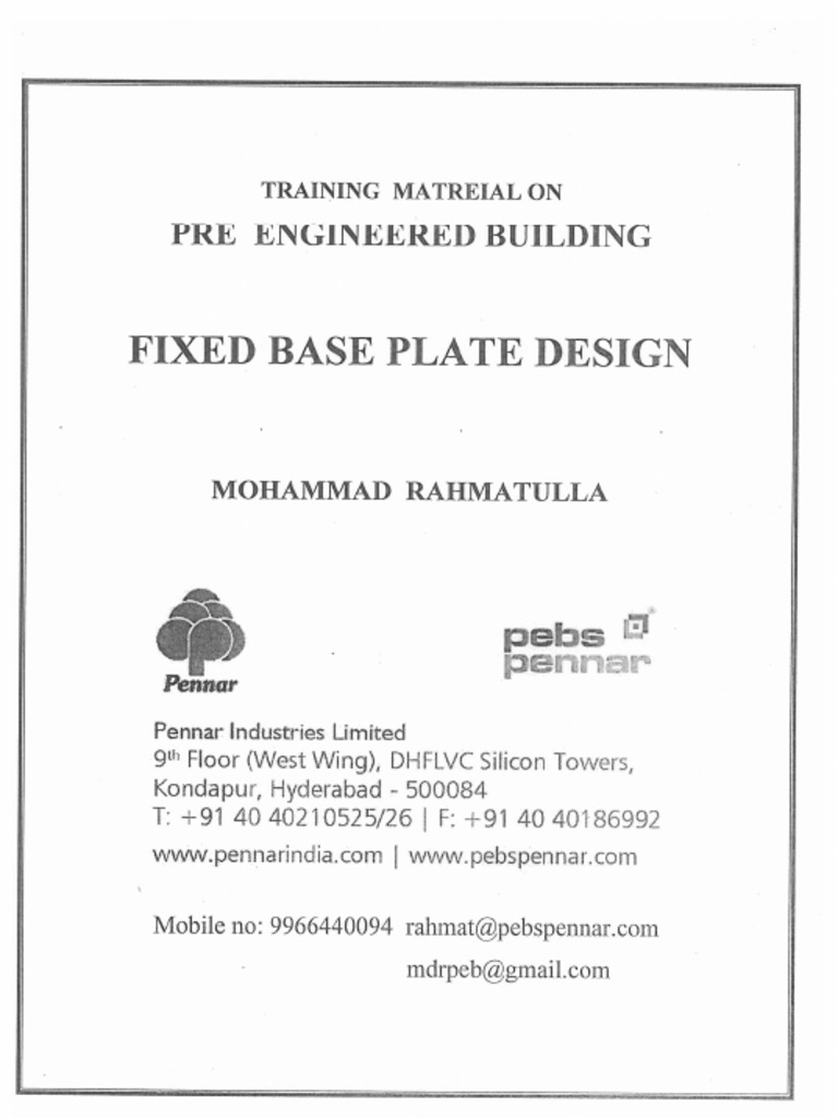 Fixed Base Plate Design. PDF