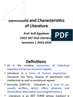 Definitions and Charateristics of Literature
