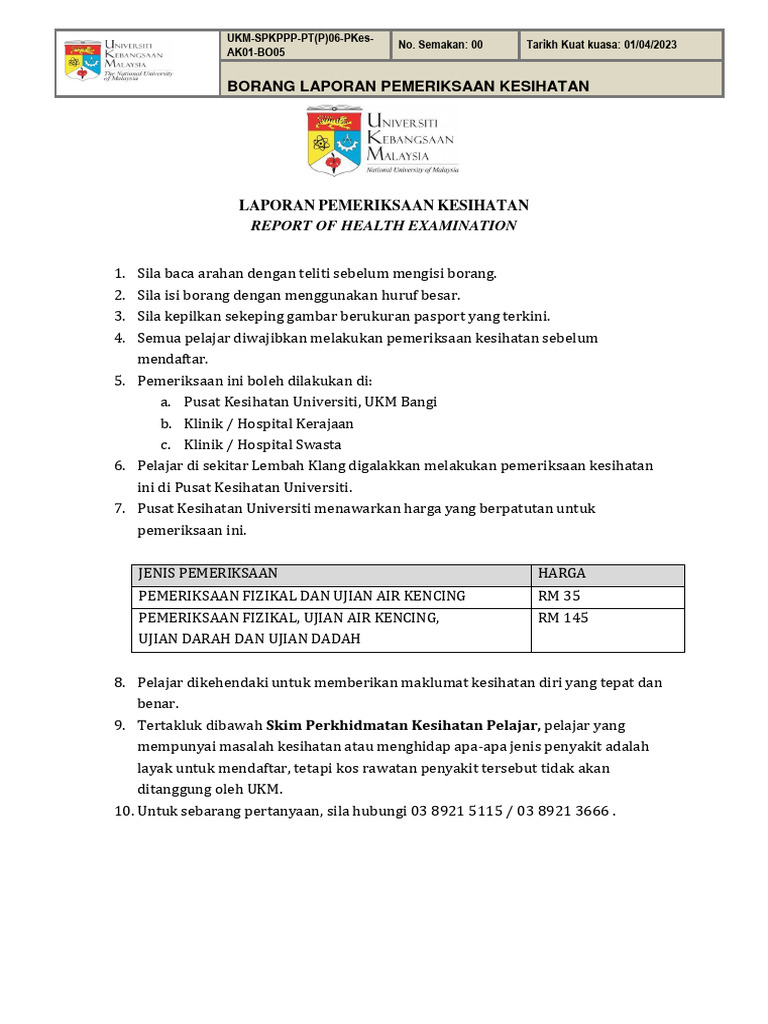 CTH Medical Checkup Ukm | PDF