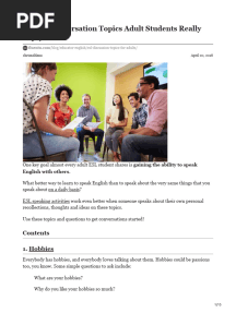 Esl Discussion Topics For Adults