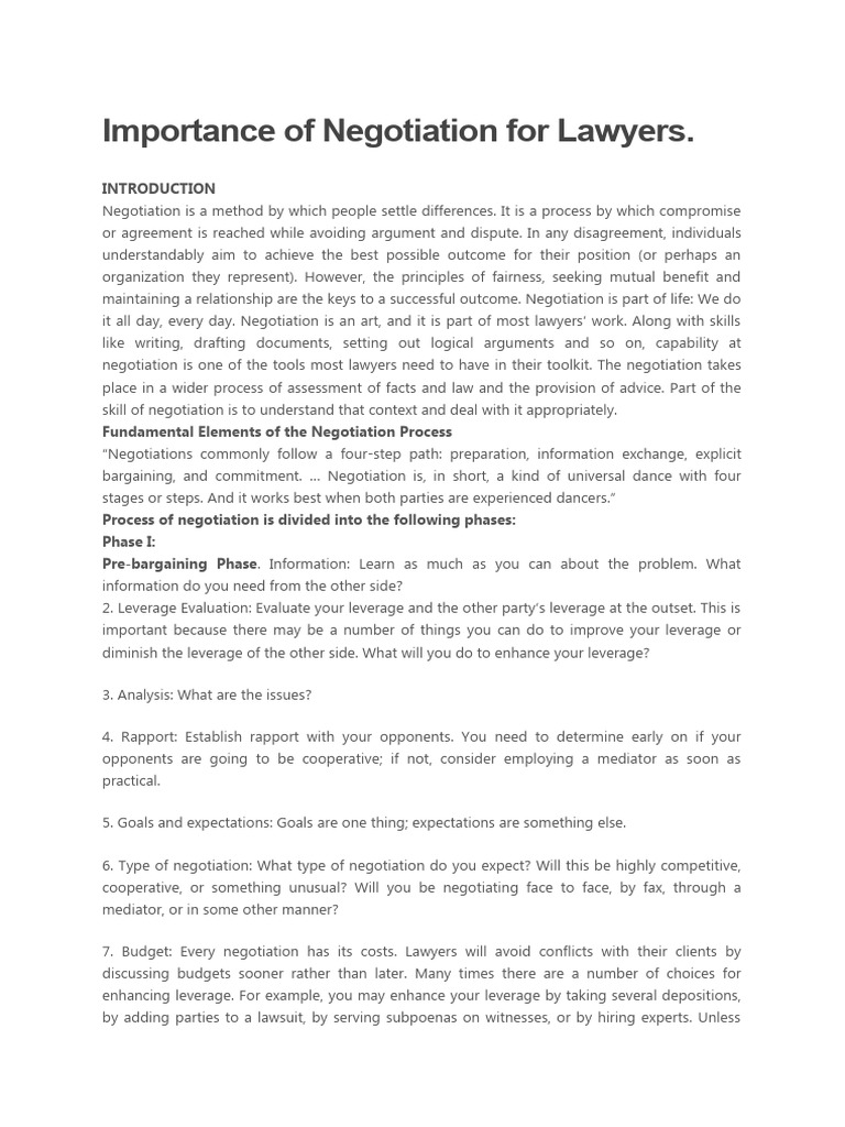 Essential Negotiation Skills for Lawyers | PDF | Business