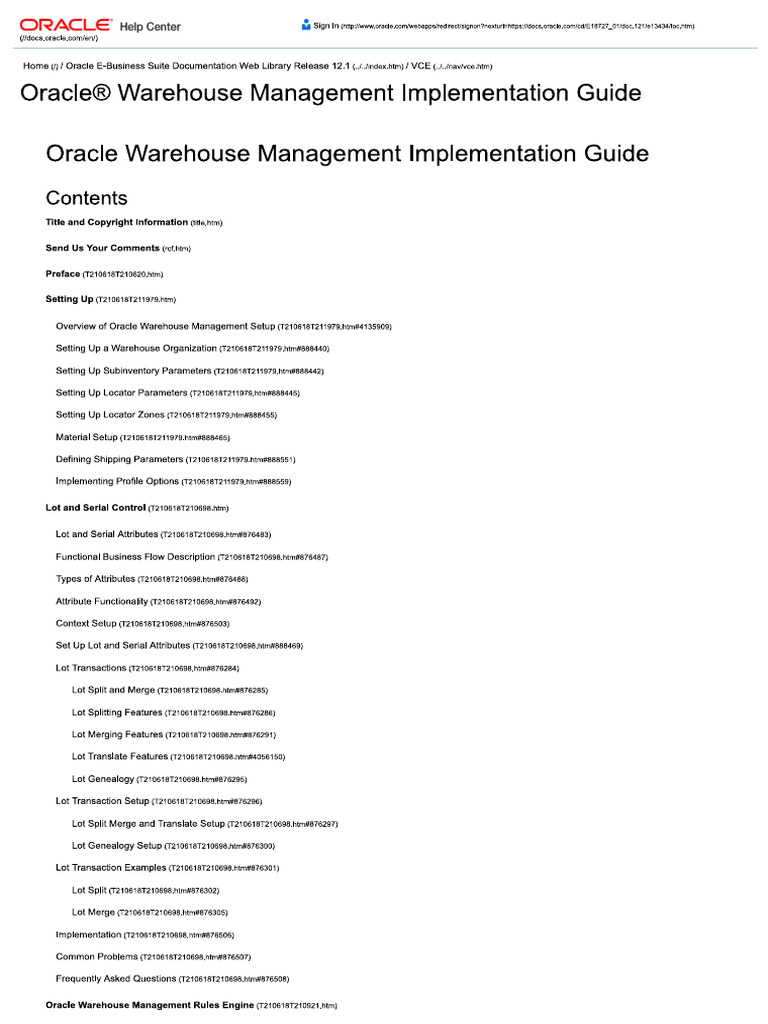 Oracle Warehouse Management Implementation Guide | PDF