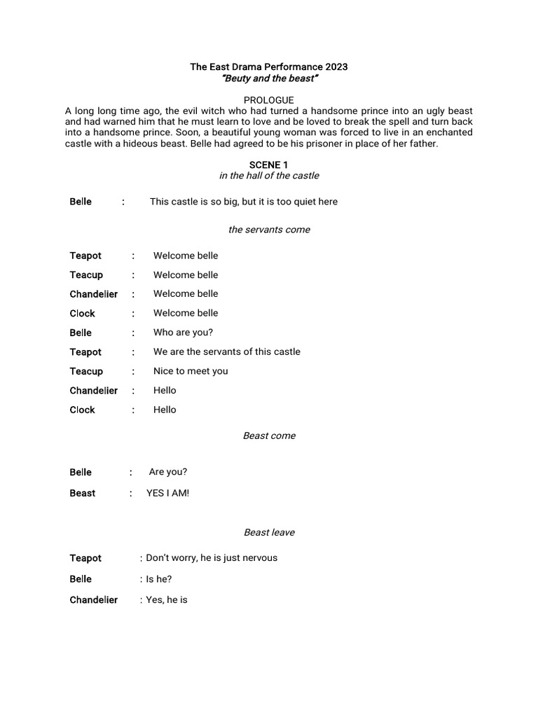 Beauty & The Beast Script PDF